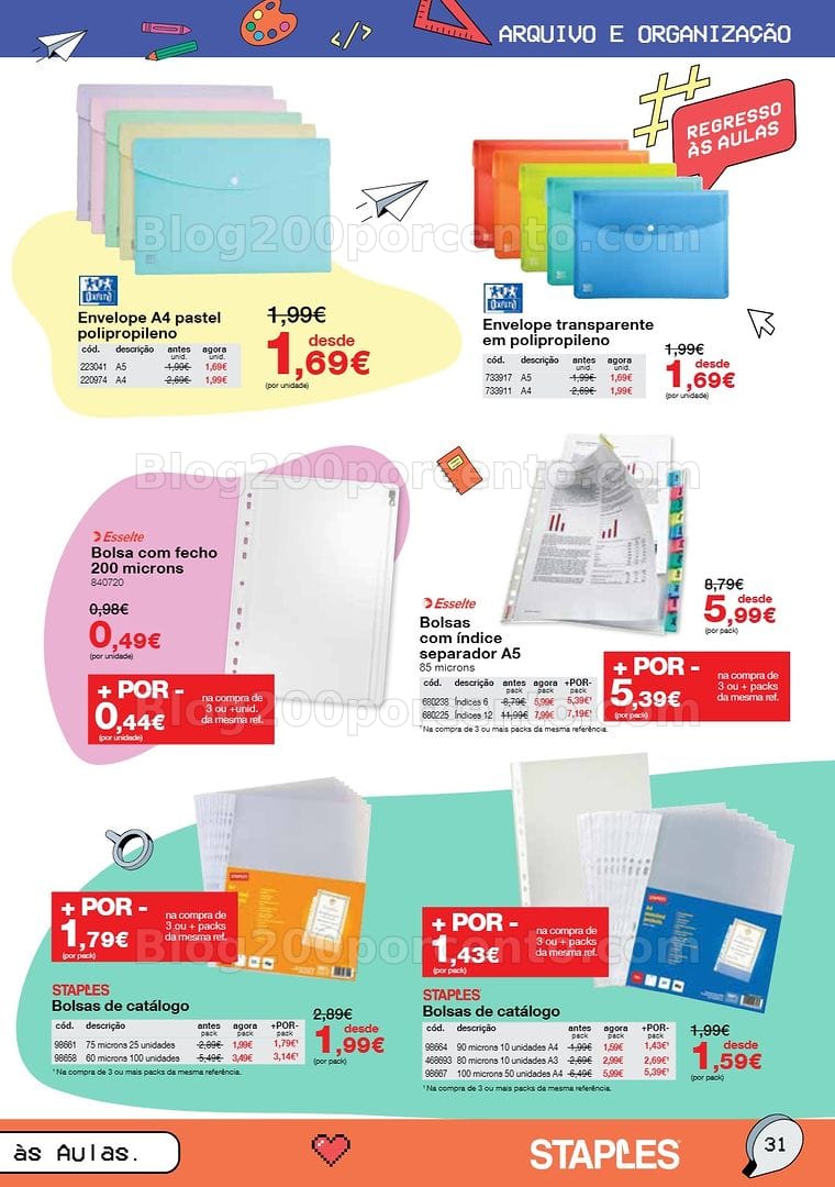 Antevisão Folheto STAPLES Regresso às Aulas Promoções de 17 agosto a 30 setembro